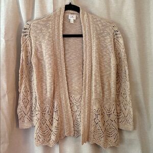 dressbarn Cream Lace Knit Cardigan